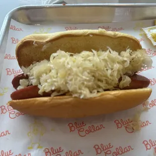 Beef Dog with Sauerkraut.