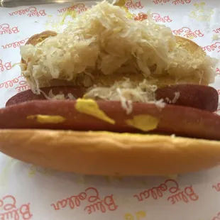Beef Dog with Sauerkraut.