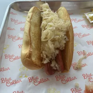 Beef Dog with Sauerkraut.