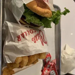 Veggie Burger (ORIGINAL) with cheese and Tater Tots