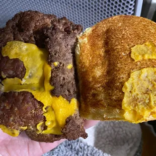 Awful cheeseburger. Where the cheese at