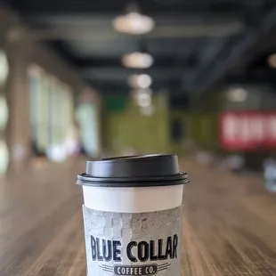 a coffee cup on a table