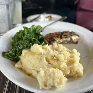 Halibut, Creamy Mashed Yukon Gold Potatoes, kale