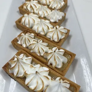 a row of desserts