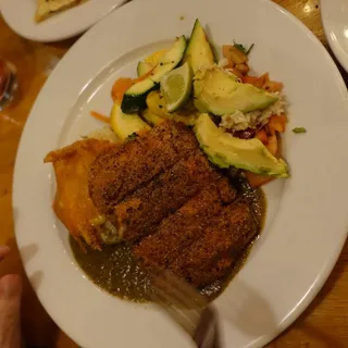 Blue Corn Crust Crispy Salmon