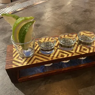a shot of tequila and a shot of lime