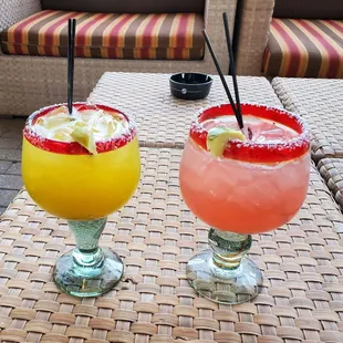 Mango and prickly pear margaritas