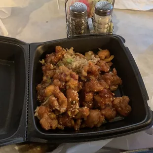 The server couldn't understand crap and still put it to go most of my daughters Rice is under but that's how much she did not eat