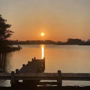 Back deck during sunset