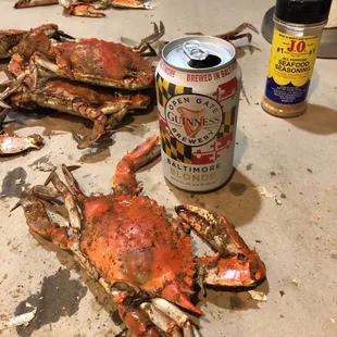 Cold beer, hot crabs!