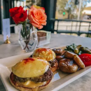 Beef sausage Benedict