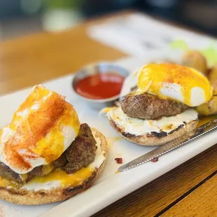 Eggs Benedict House Made Beef Sausage Patty