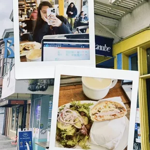 a picture of a woman eating a sandwich