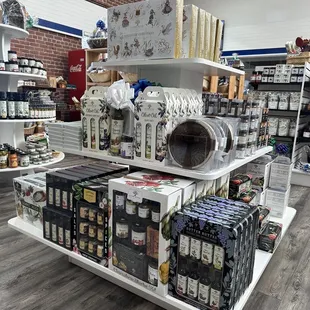 Olive oil, tapenade, and serving plate.