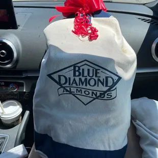 Front of bag filled with many items $32