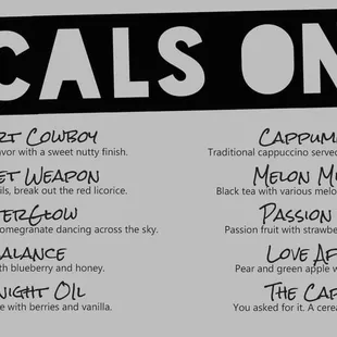 LOCALS ONLY MENU