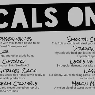 LOCALS ONLY MENU