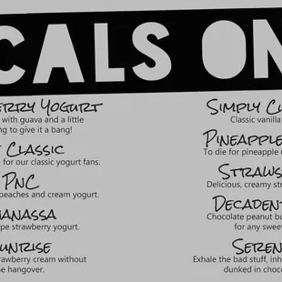 LOCALS ONLY MENU