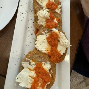 Fried Green tomatoes with red pepper