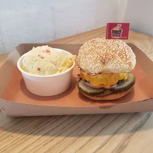 Smokehouse Burger (for Polk County Burger Week) and Potato Salad