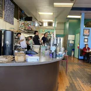 Order at the counter and they bring the food to you.