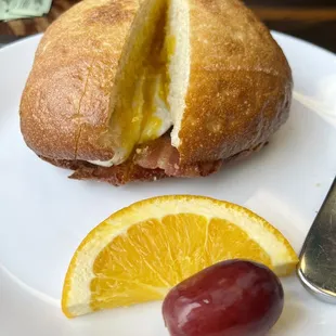Poached Egg Sandwich w/ bacon &amp; pepper jack