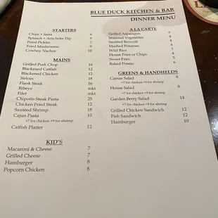 menu