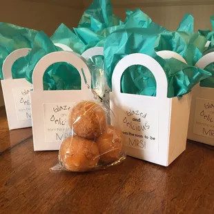 Blue Egg Bakery donut holes make great DIY bridal shower favors.