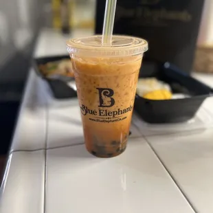 Iced Thai Tea with boba (boba was not fully cooked)