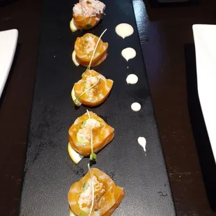 Spicy crab stuffed salmon