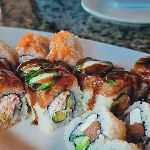 a plate of sushi