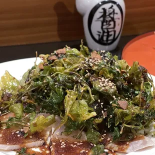 Albacore Carpaccio with fried kale