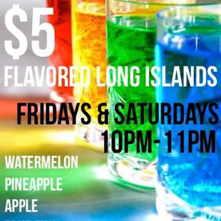 Arrive early to enjoy power hour drink specials