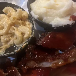 Half a Rack of Baby Back Ribs Dinner 1/2 rack with Mac  n cheese and mashed potatoes