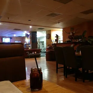 View from my table straight into the kitchen.