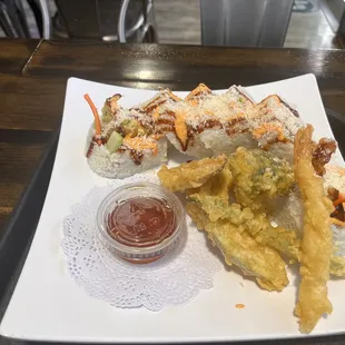 Tempura Roll, this was huge! (More like a tempura Monster roll, each roll was almost  three bites.)