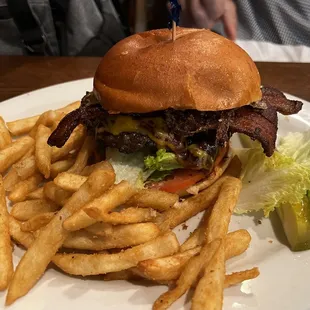 Bacon Cheese Burger with Fries