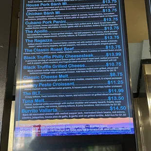 sandwich menu 1/2 as of august 2024