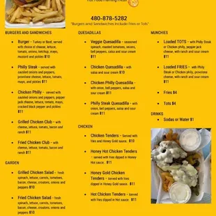 the menu for the blue food truck