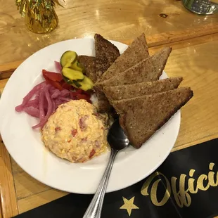 Delicious pimento cheese plate.