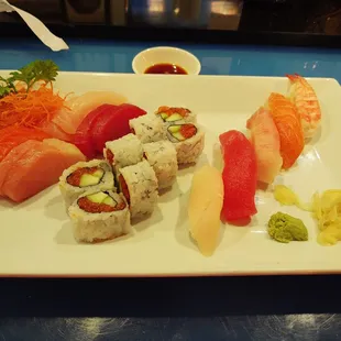Sushi &amp; Sashimi combo, $23.50 (includes miso soup and small salad)