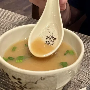 Miso Soup with Green Onion, Seaweed, &amp; Tofu!