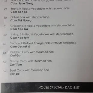 Blue ginger menu