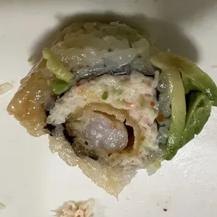 a close up of a sushi roll