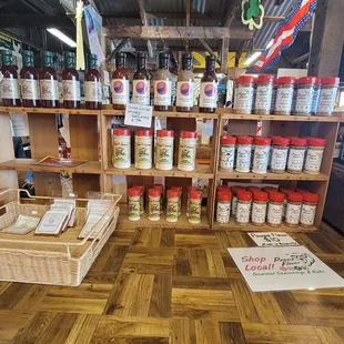 shelves of spices in a store