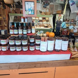 a display of jams and preserves