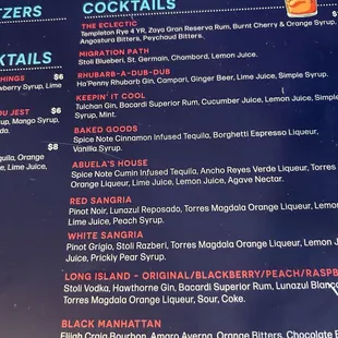 Drink menu$2 off signature cocktails.