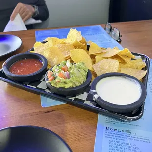 Trio sampler with chips.