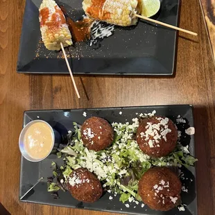 two plates of food on a table