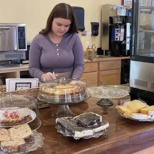 Lori slicing up some in house sweets.